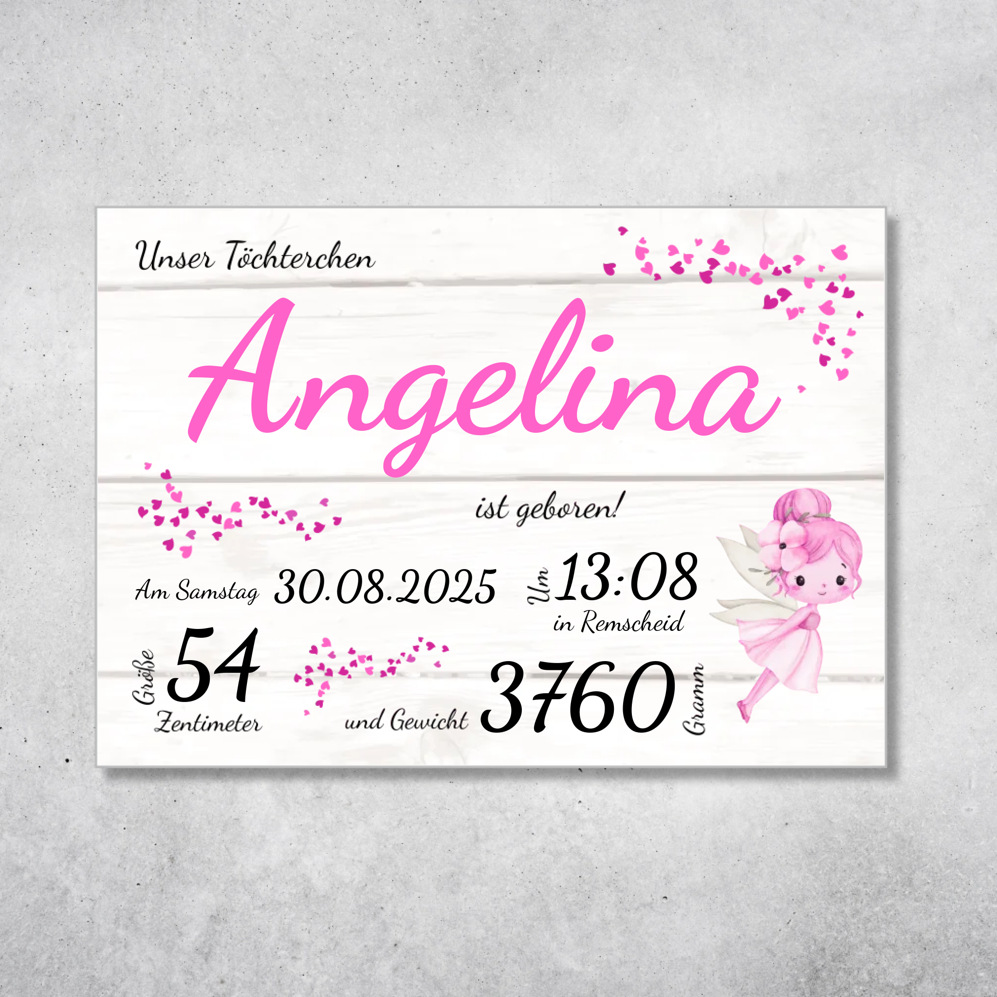 Personalisiertes Acrylbild "Unser Töchterchen"