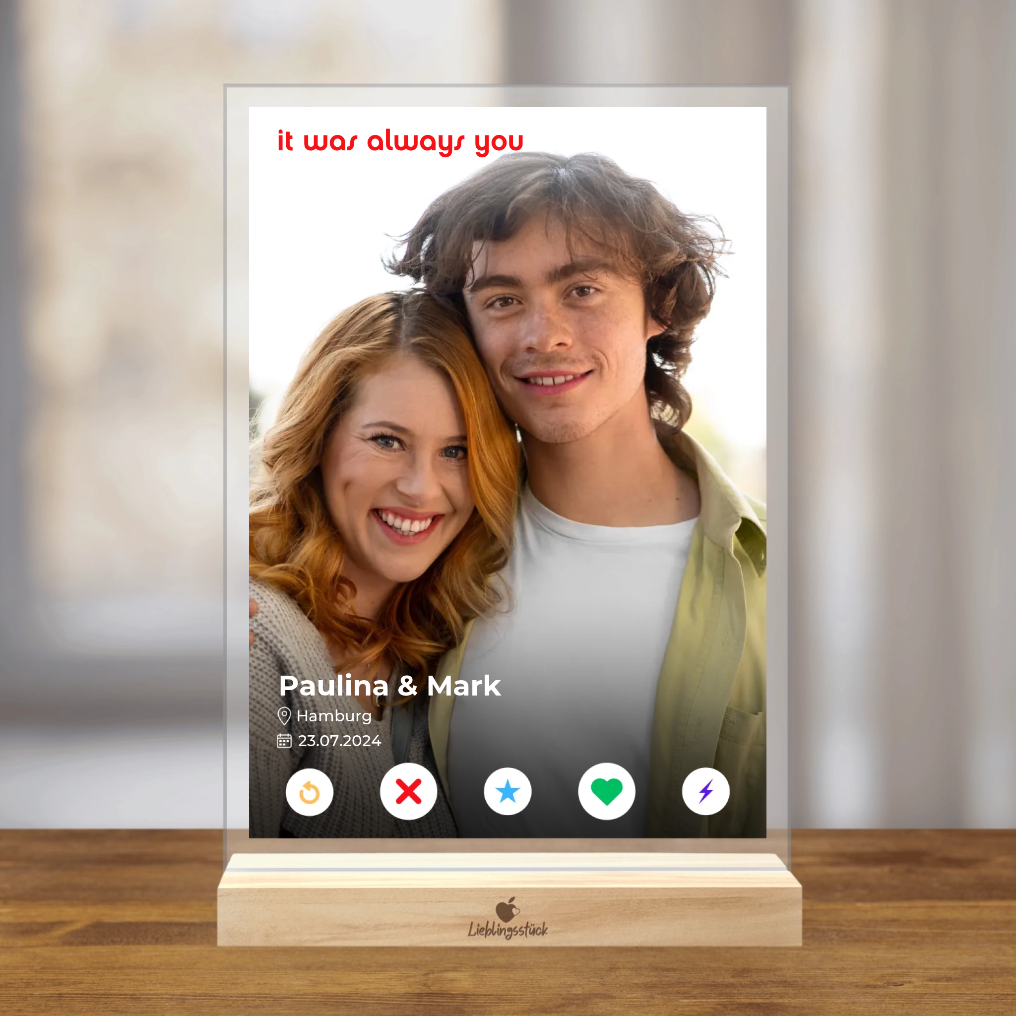 Personalisierter Acrylaufsteller "Dating App"