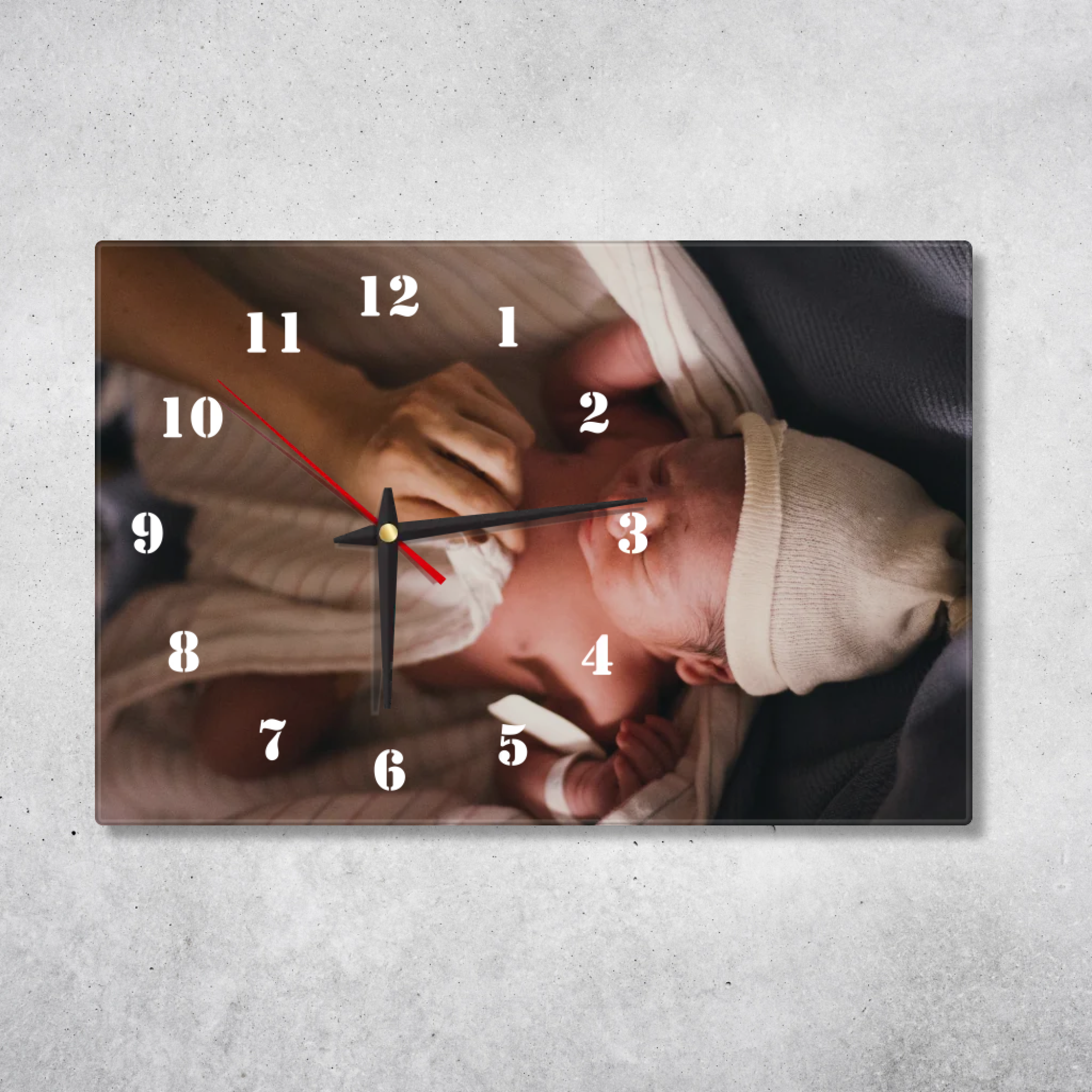 Personalisierte Acryluhr "Baby" – Querformat