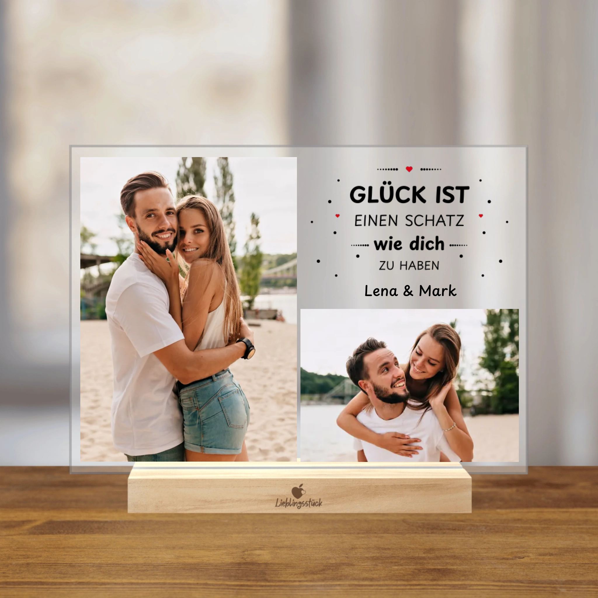 Personalisierter Acrylaufsteller "Glück ist"