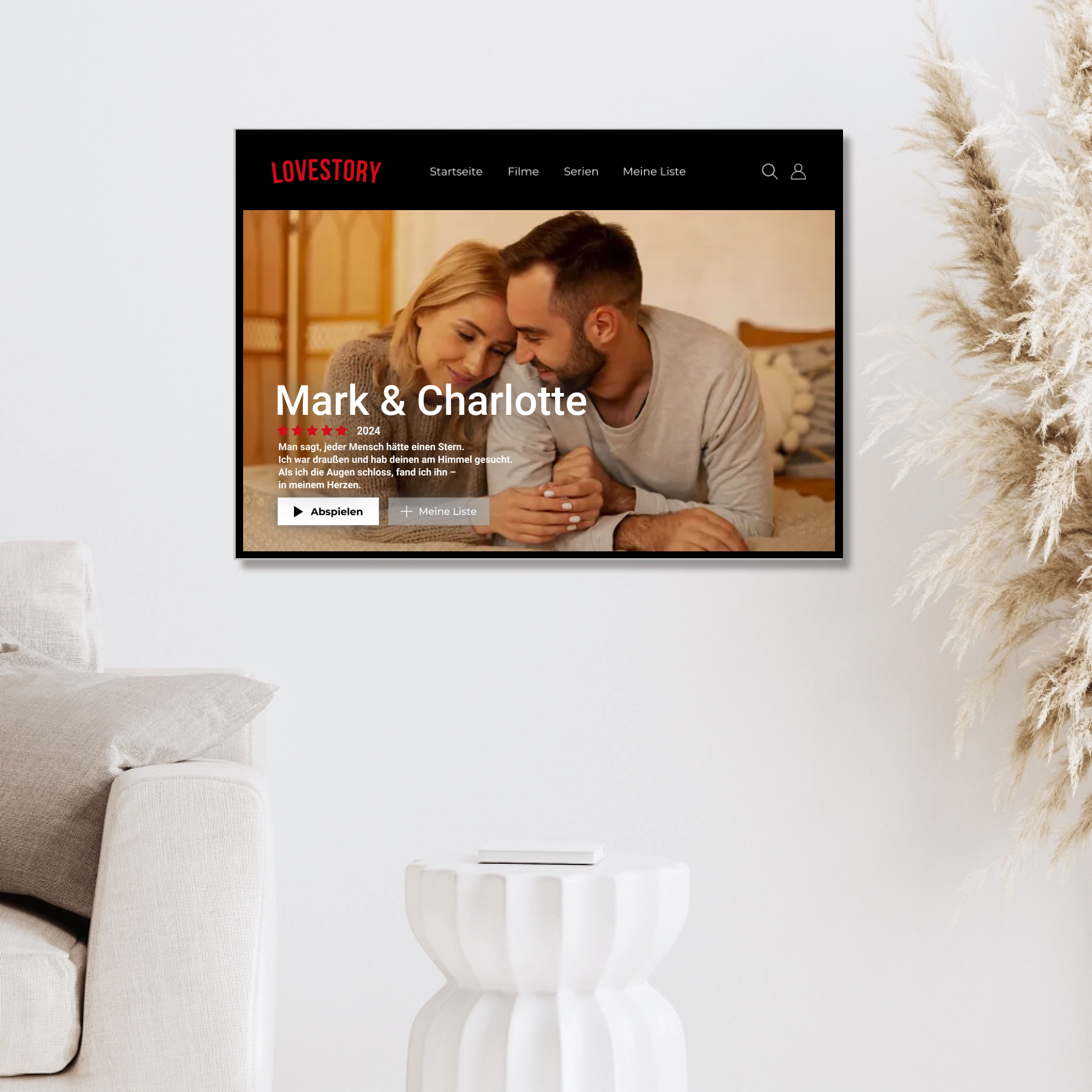 Personalisiertes Acrylbild "Netflix Lovestory"