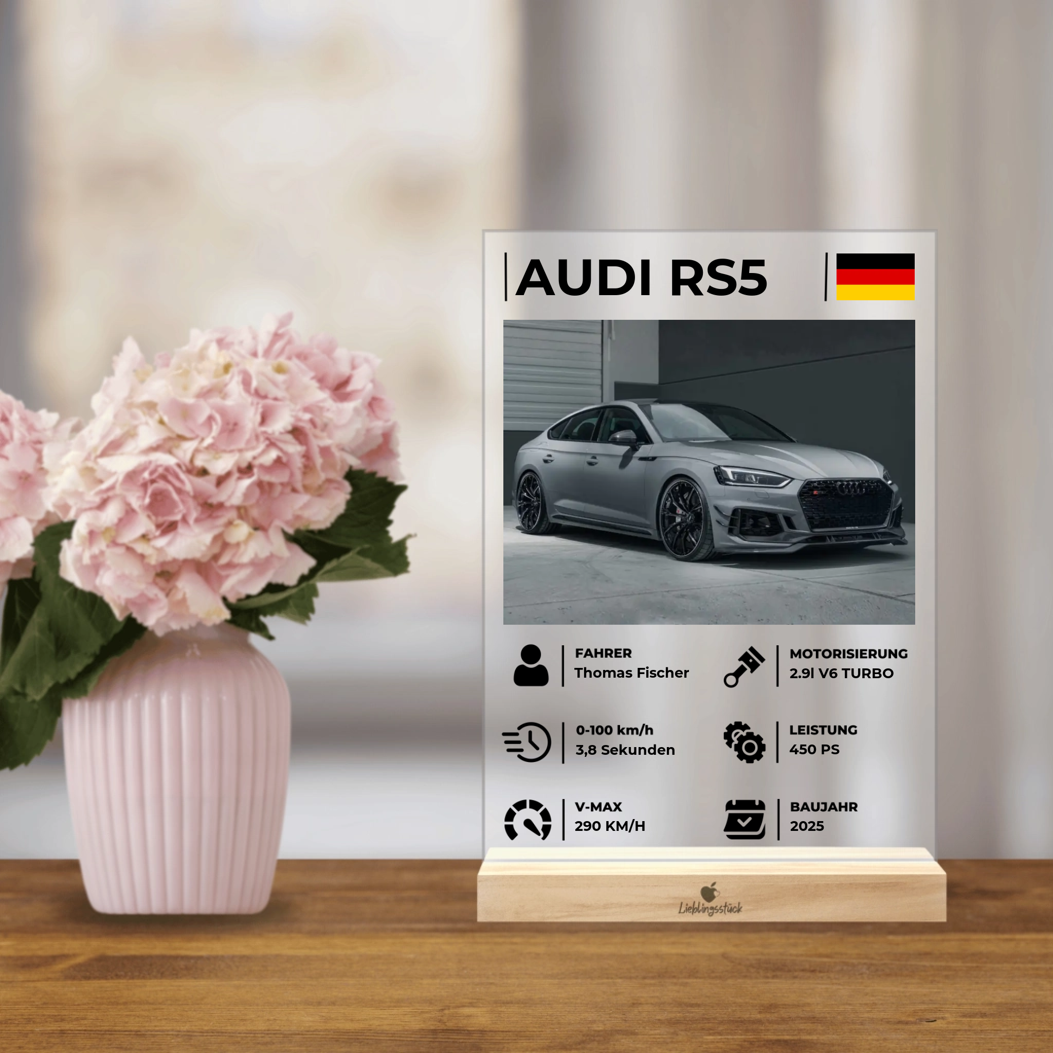 Personalisierter Acrylaufsteller "Dein Fahrzeug"