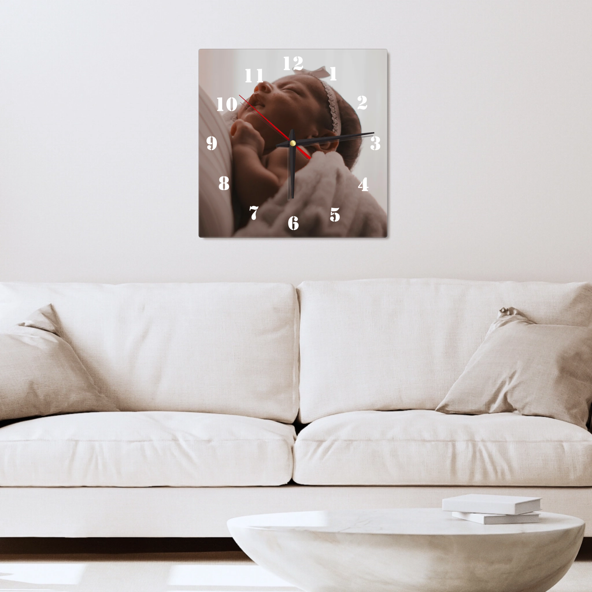 Personalisierte Acryluhr "Baby" – Quadrat