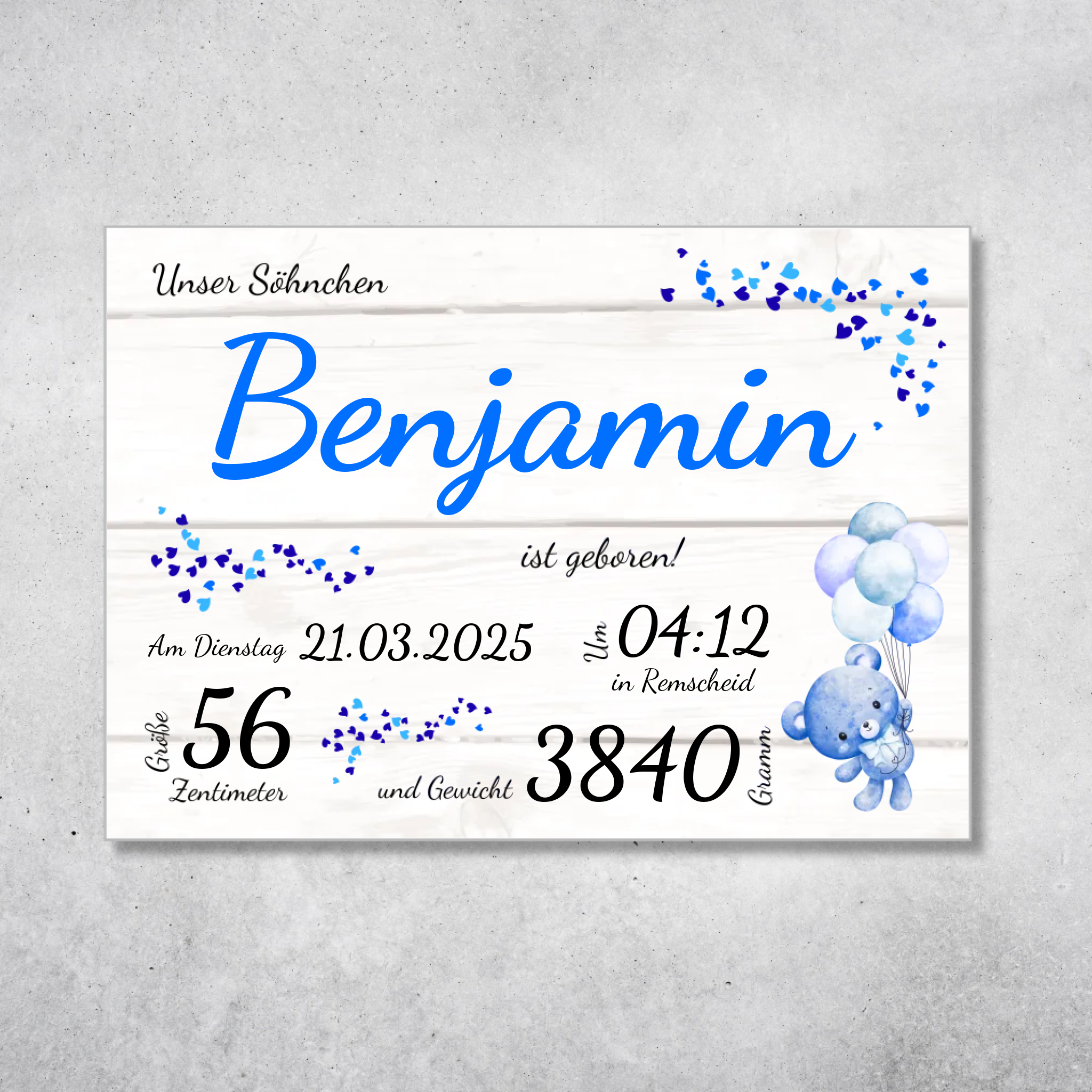 Personalisiertes Acrylbild "Unser Söhnchen"