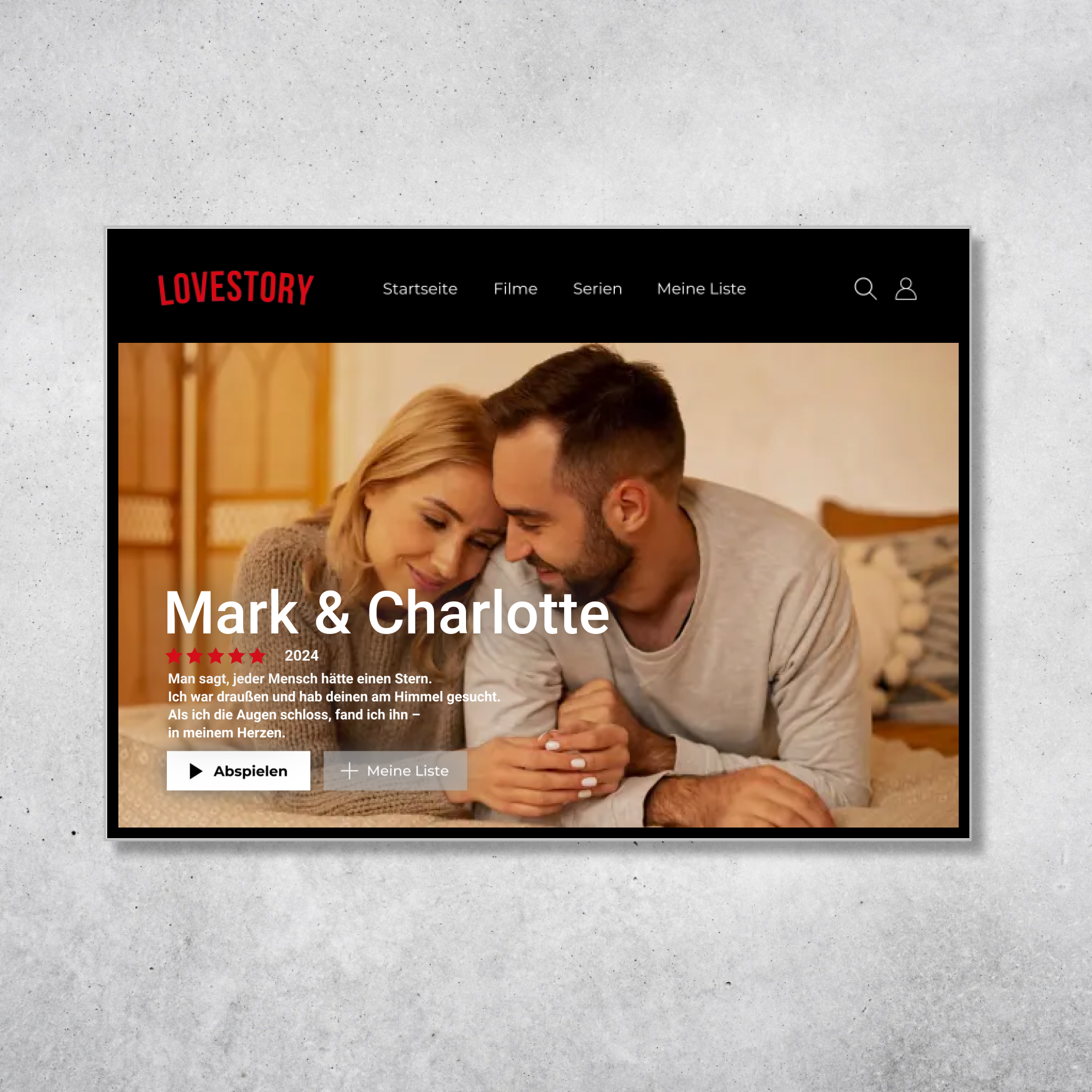 Personalisiertes Acrylbild "Netflix Lovestory"