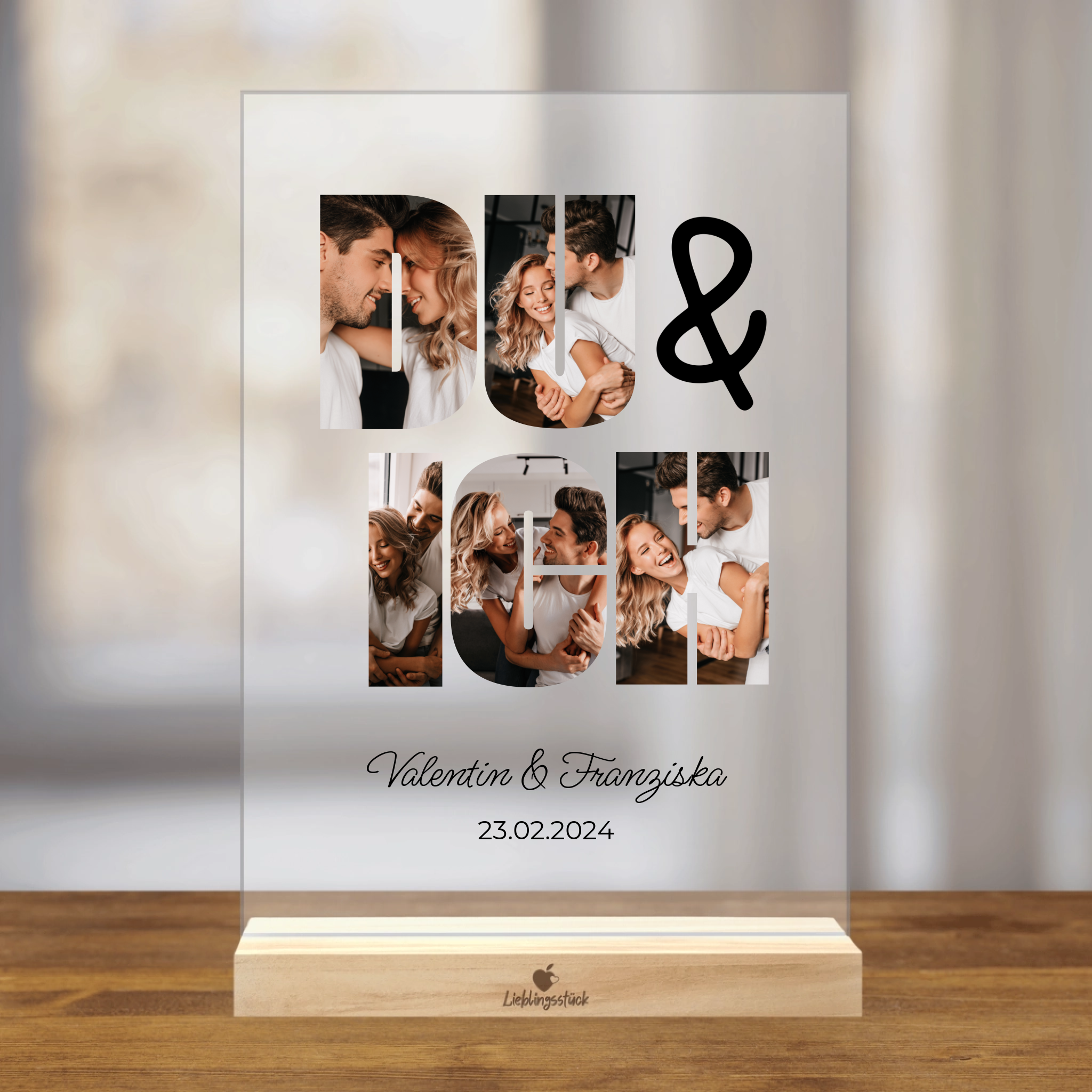 Personalisierter Acrylaufsteller "Du & Ich"