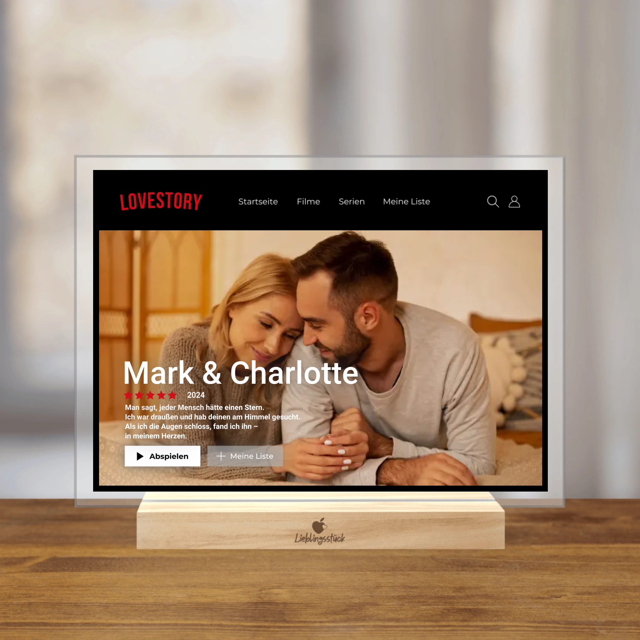 Personalisierter Acrylaufsteller "Netflix Lovestory"