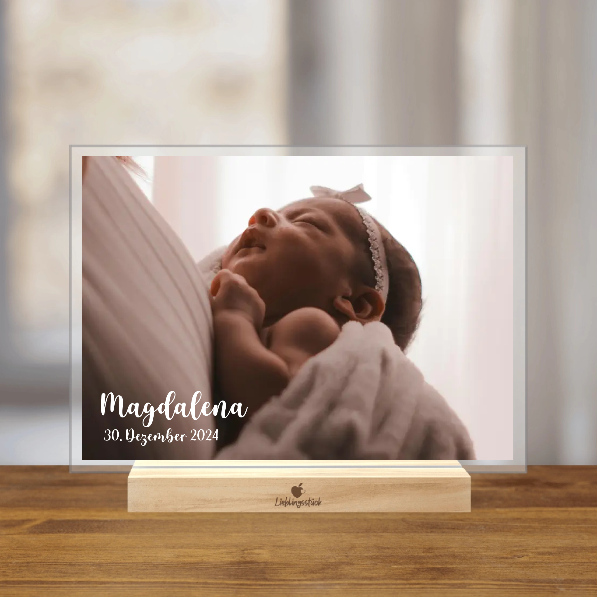 Personalisierter Acrylaufsteller "Baby randlos"