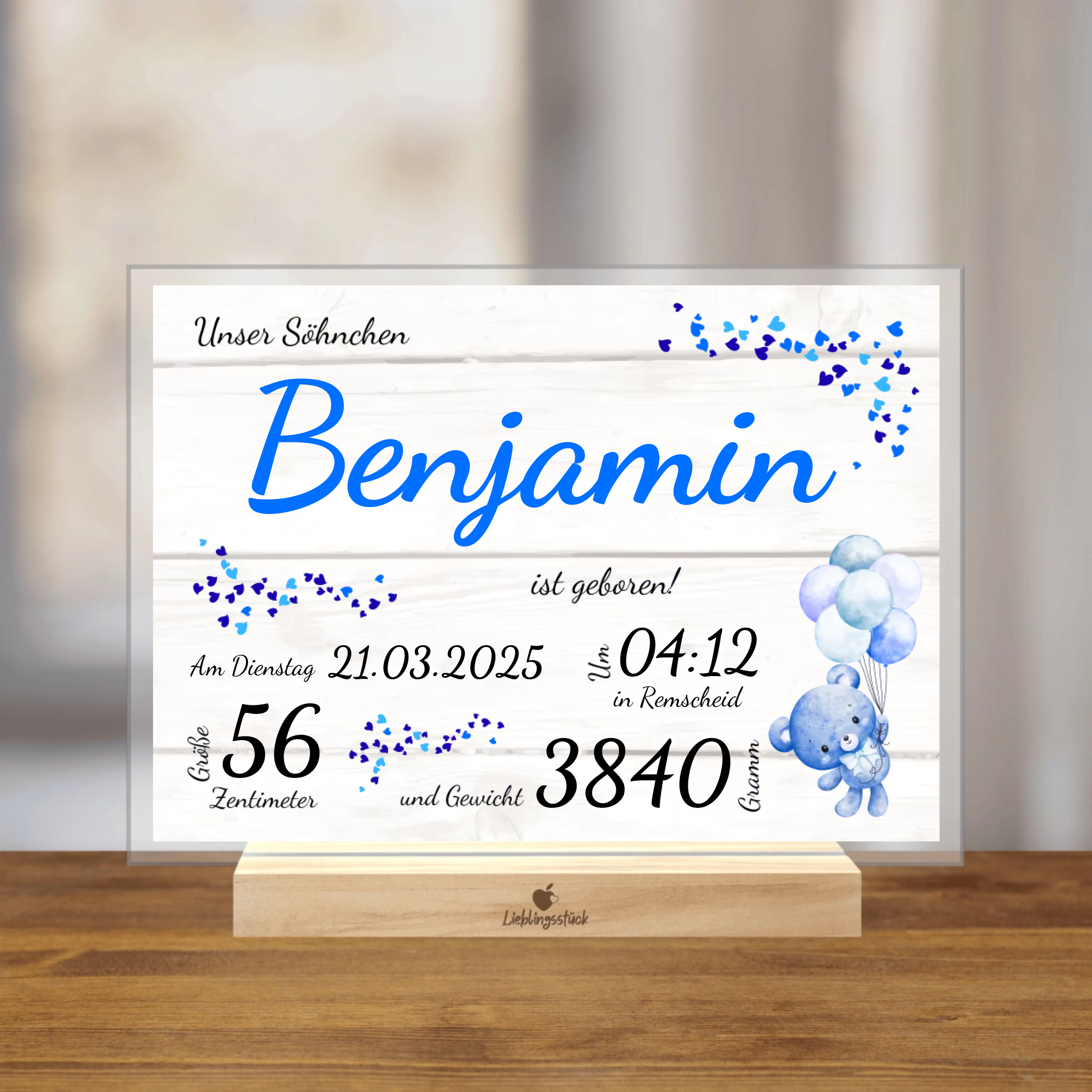 Personalisierter Acrylaufsteller "Unser Söhnchen"