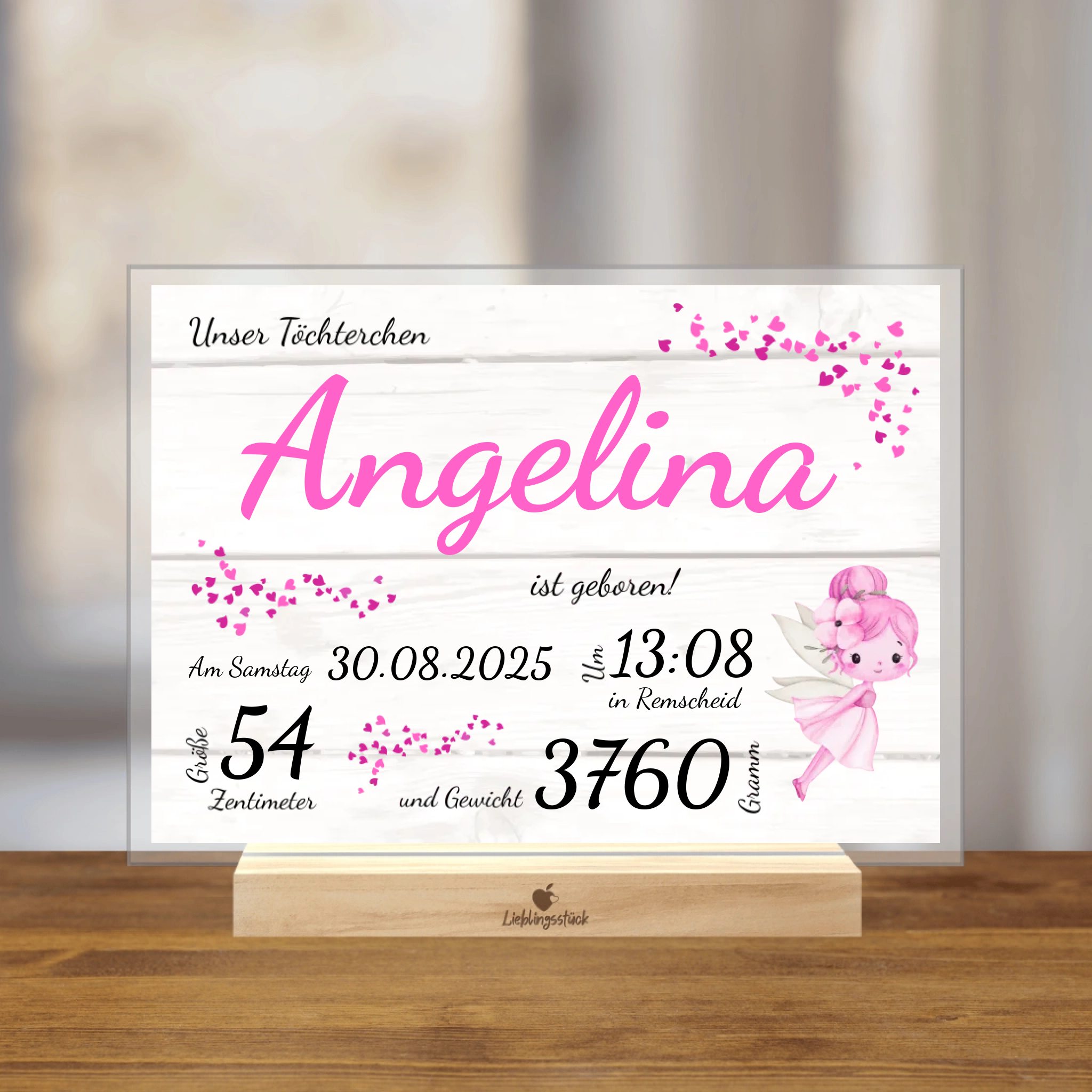 Personalisierter Acrylaufsteller "Unser Töchterchen"