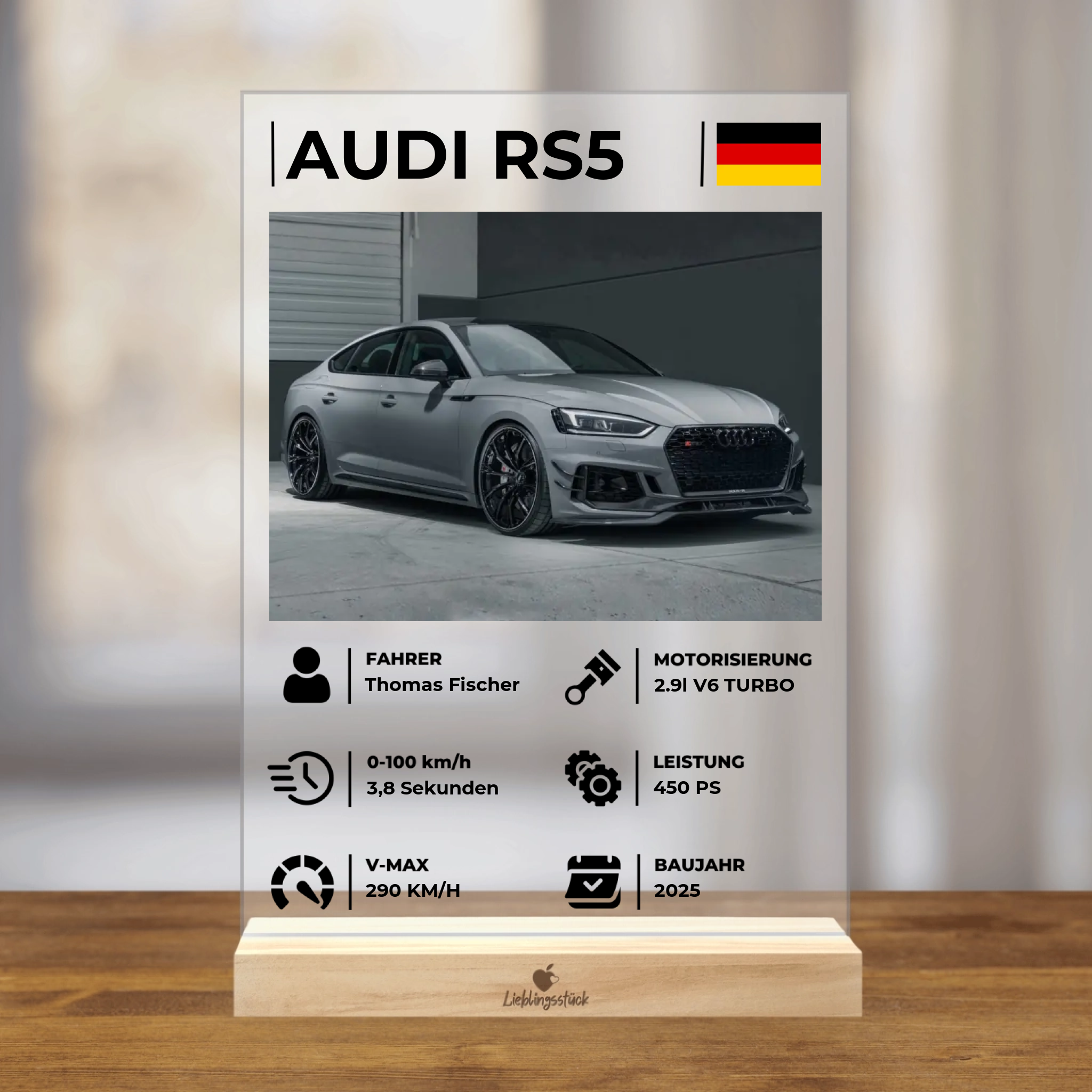 Personalisierter Acrylaufsteller "Dein Fahrzeug"