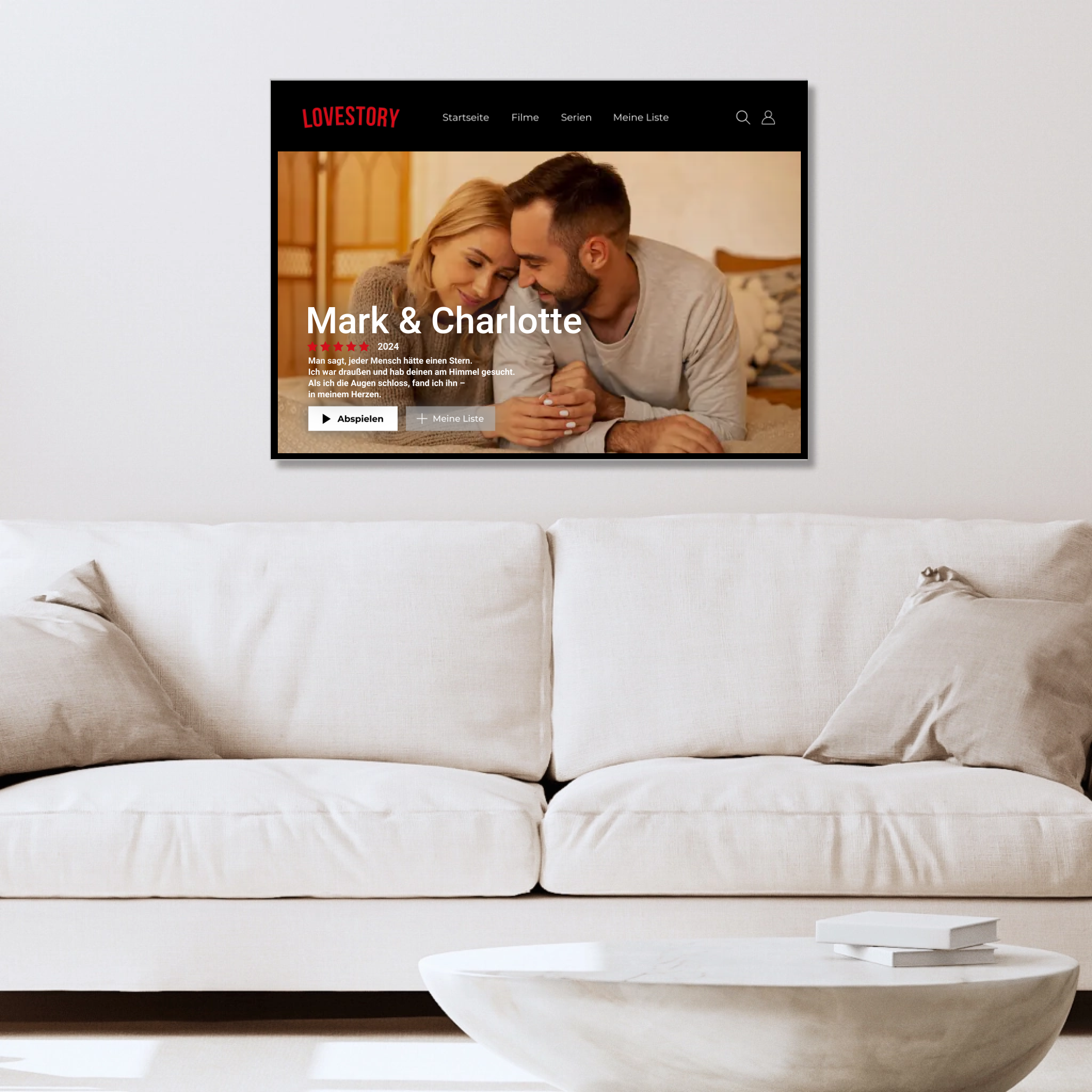 Personalisiertes Acrylbild "Netflix Lovestory"