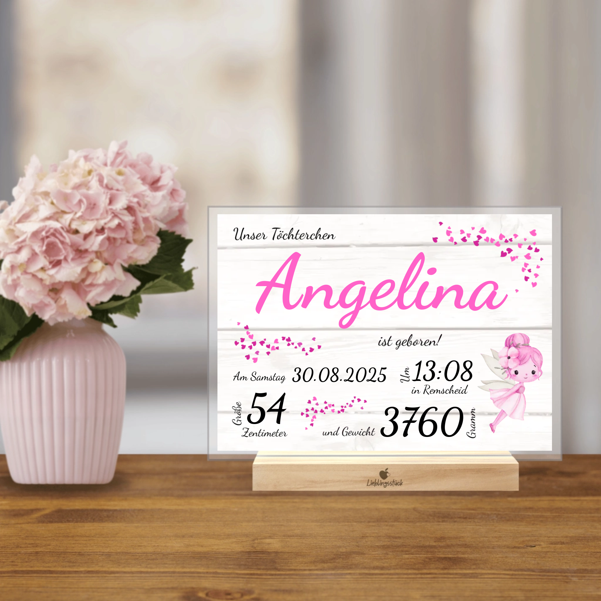 Personalisierter Acrylaufsteller "Unser Töchterchen"