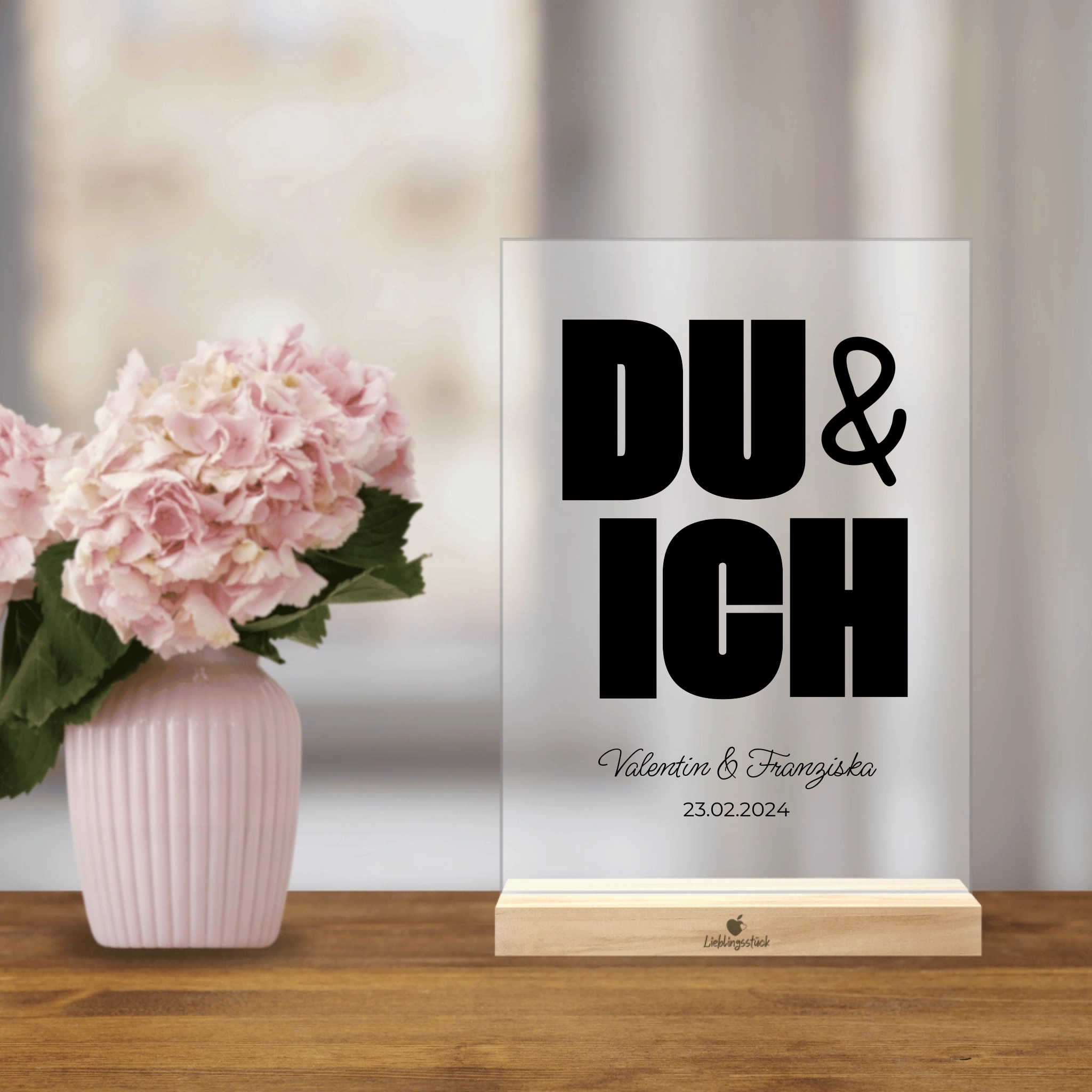 Personalisierter Acrylaufsteller "Du & Ich"