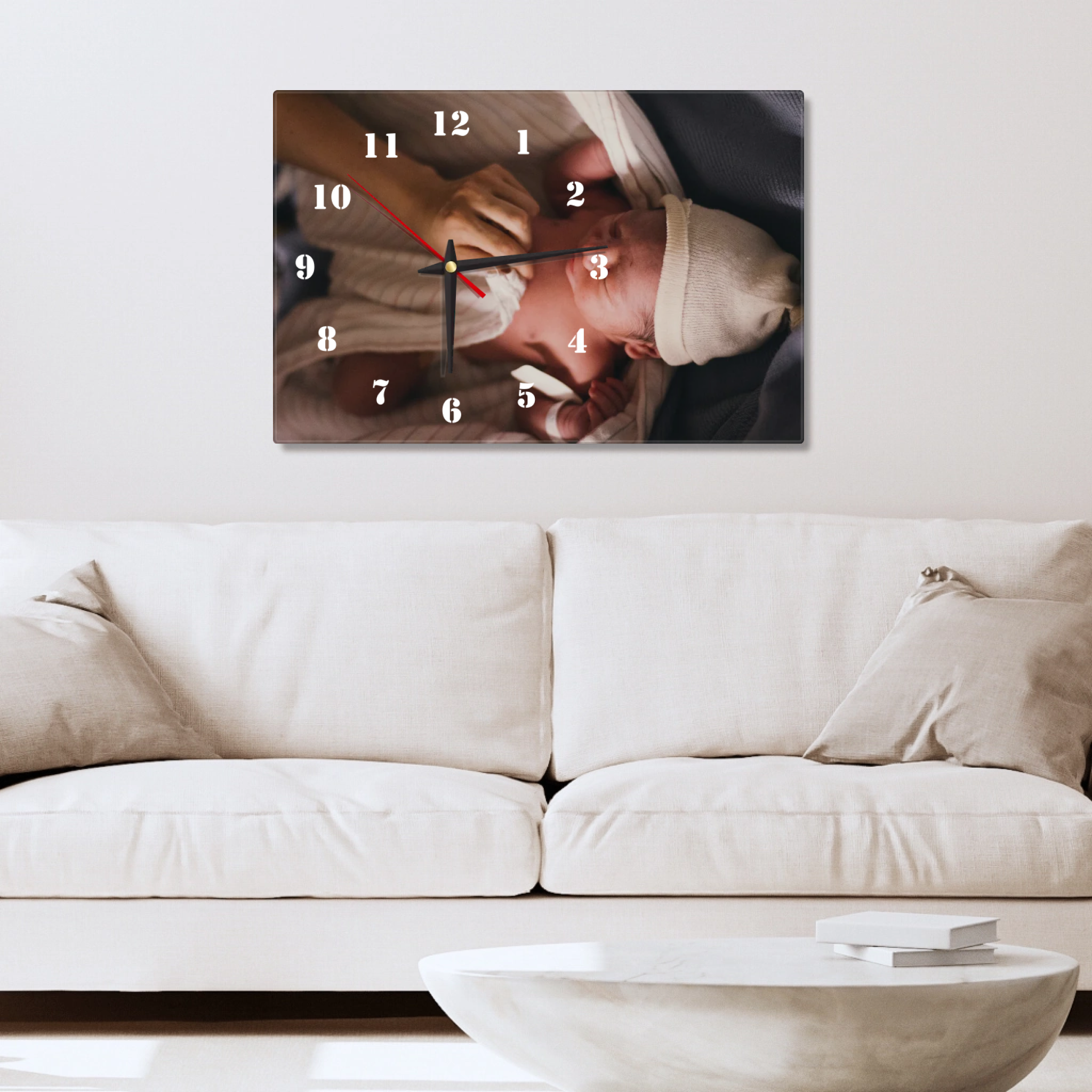 Personalisierte Acryluhr "Baby" – Querformat