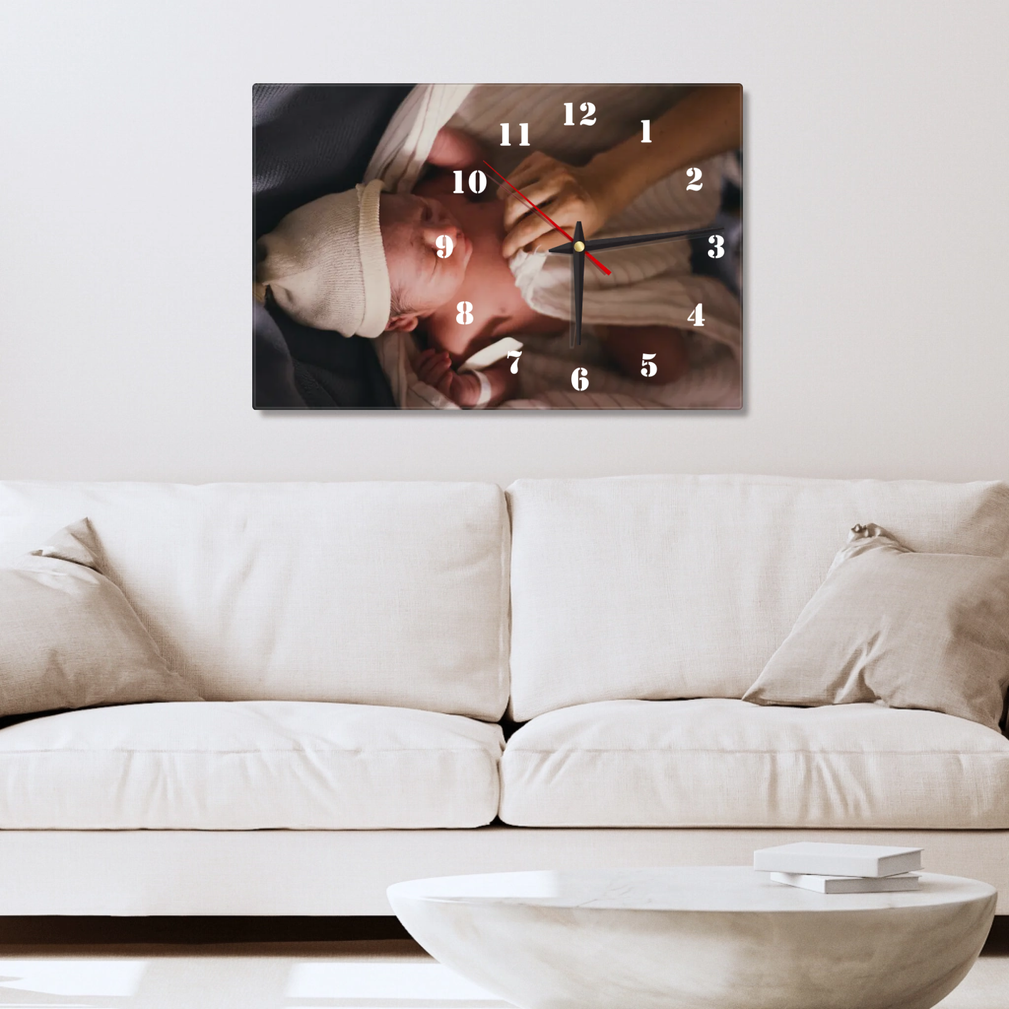 Personalisierte Acryluhr "Baby" – Querformat